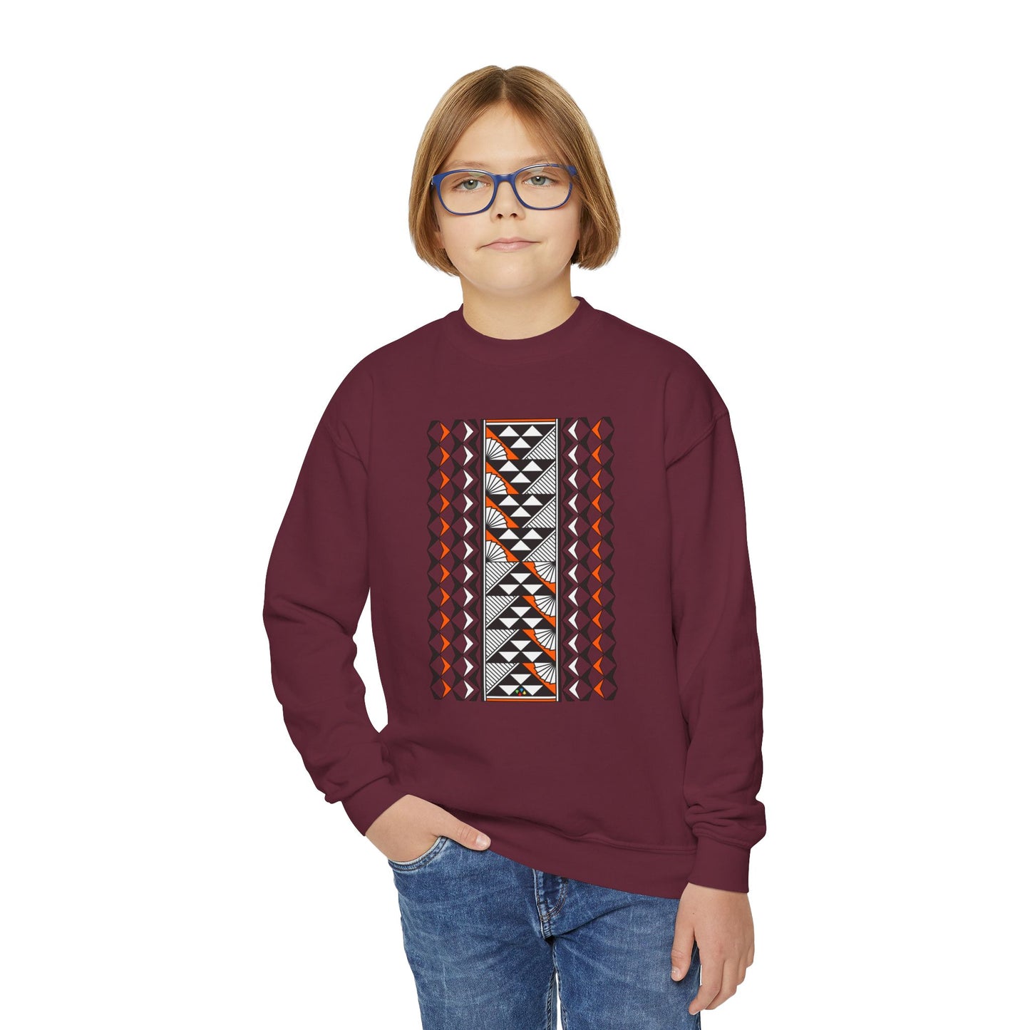 Rain and Sun in Orange Youth Crewneck Sweatshirt