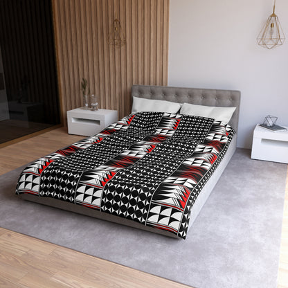 Blessed Feathers in Red Microfiber Duvet Cover