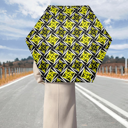 Sacred Winds in Yellow - Auto Open & Close Umbrella