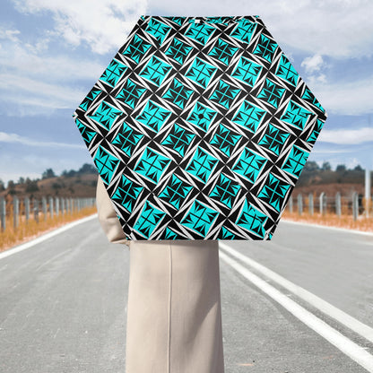 Sacred Winds in Turquoise - Auto Open & Close Umbrella