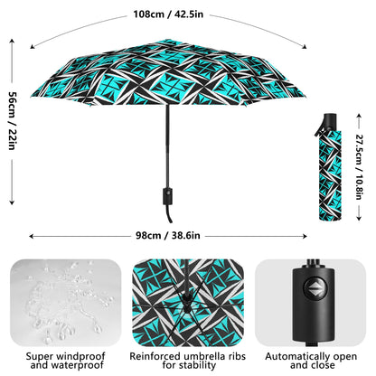 Sacred Winds in Turquoise - Auto Open & Close Umbrella