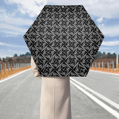 Sacred Winds in Charcoal - Auto Open & Close Umbrella