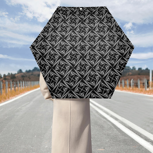 Sacred Winds in Charcoal - Auto Open & Close Umbrella