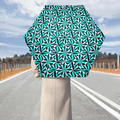 Desert Flowers in Turquoise - Auto Open & Close Umbrella