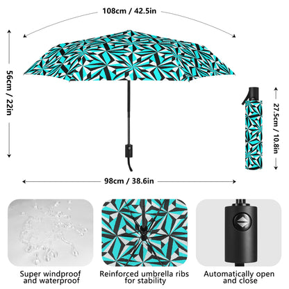 Desert Flowers in Turquoise - Auto Open & Close Umbrella