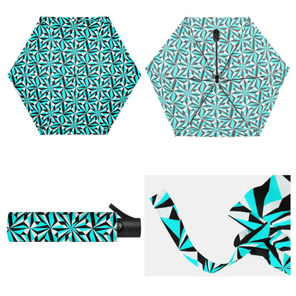 Desert Flowers in Turquoise - Auto Open & Close Umbrella