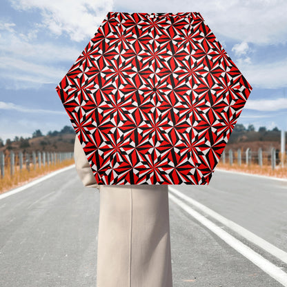 Desert Flowers in Red - Auto Open & Close Umbrella