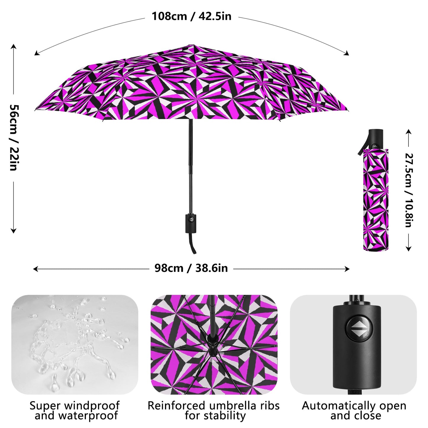 Desert Flowers in Pink - Auto Open & Close Umbrella