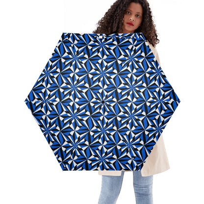 Desert Flowers in Blue - Auto Open & Close Umbrella