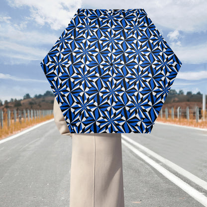 Desert Flowers in Blue - Auto Open & Close Umbrella