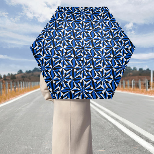 Desert Flowers in Blue - Auto Open & Close Umbrella