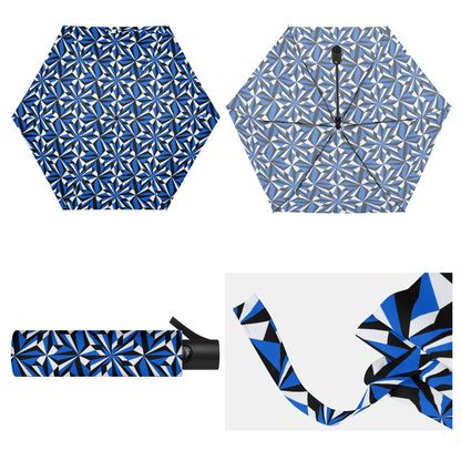 Desert Flowers in Blue - Auto Open & Close Umbrella