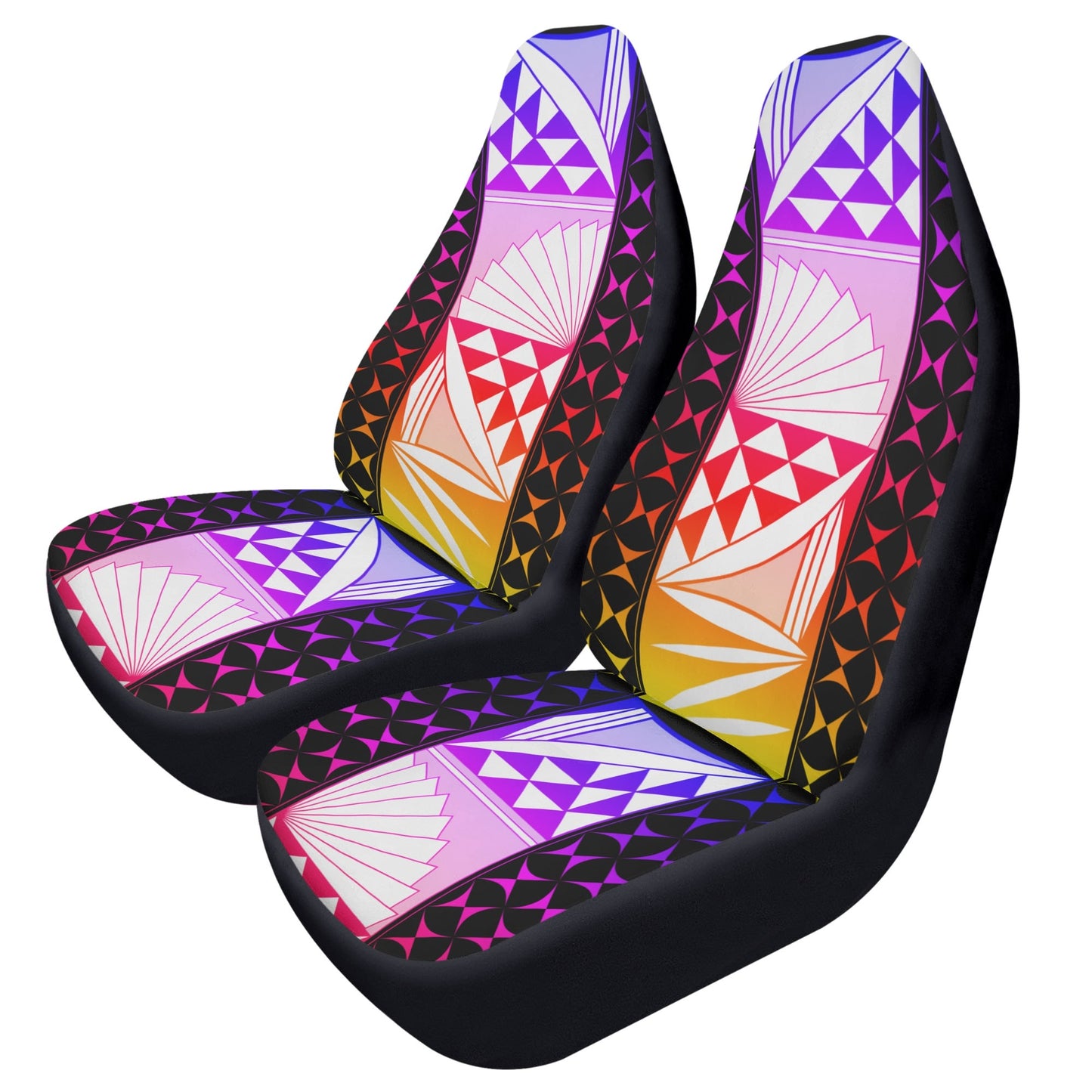 Rainbow Sunrise on Black Auto Seat Covers