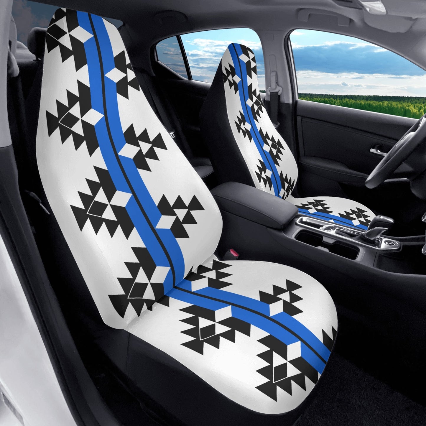 Native Woven Stories in Blue Auto Seat Covers