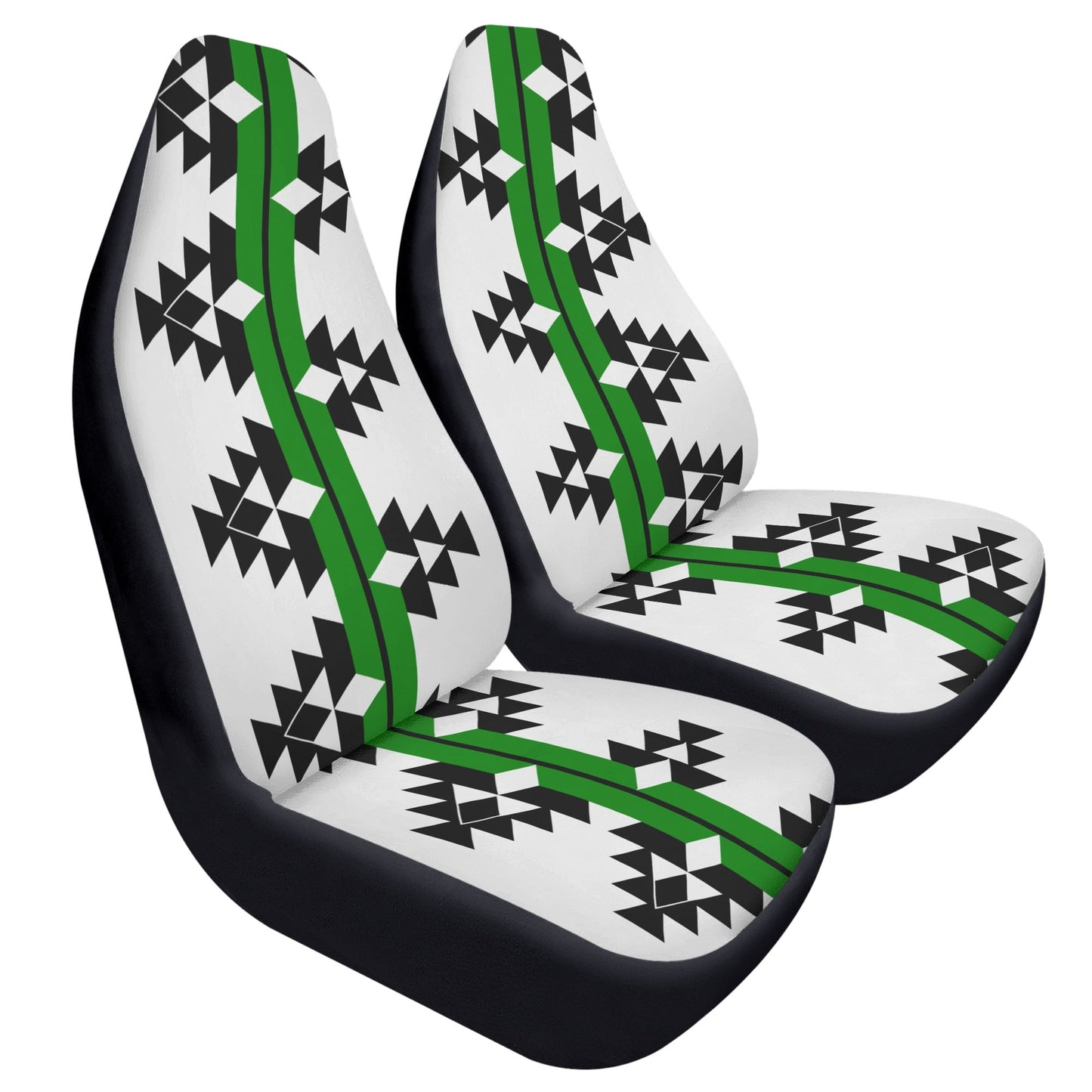 Native Woven Stories in Green Auto Seat Covers