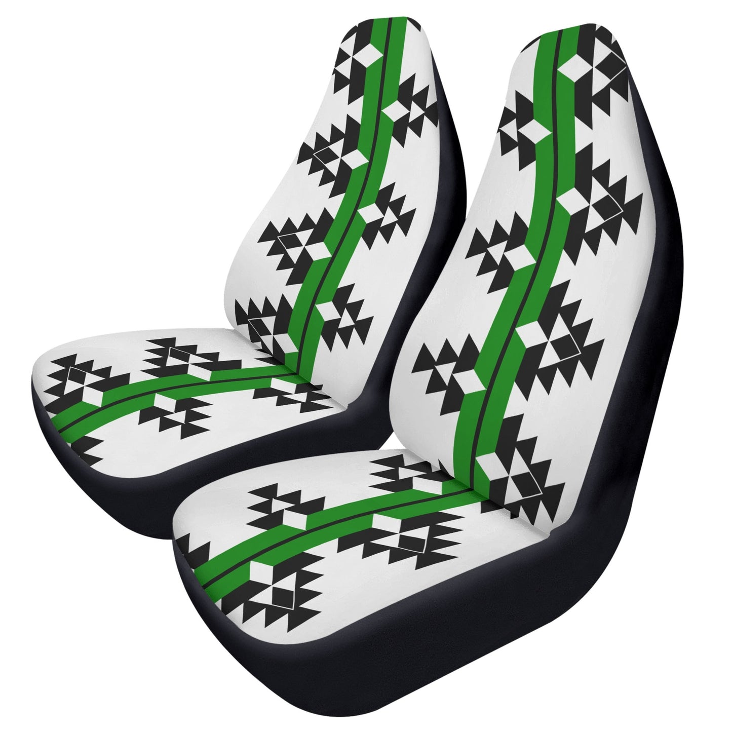 Native Woven Stories in Green Auto Seat Covers