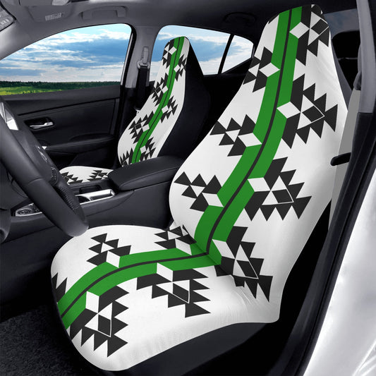 Native Woven Stories in Green Auto Seat Covers