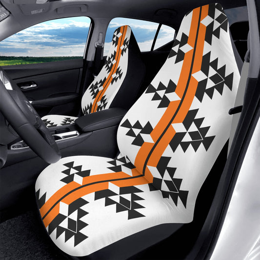 Native Woven Stories in Orange Auto Seat Covers