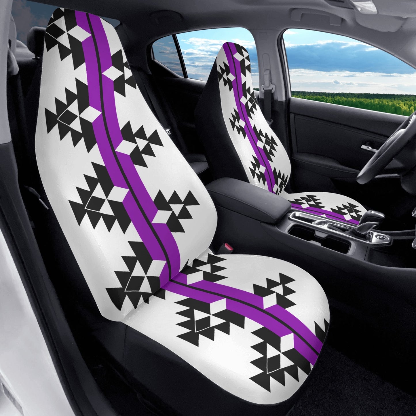Native Woven Stories in Purple Auto Seat Covers