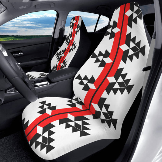 Native Woven Stories in Red Auto Seat Covers