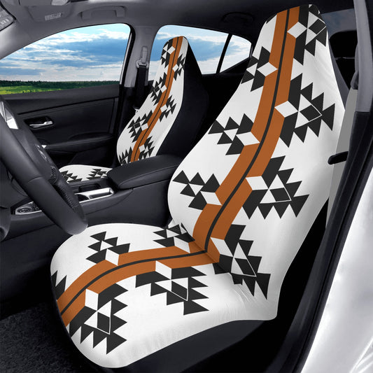 Native Woven Stories in Rust Auto Seat Covers