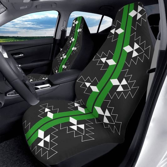 Native Woven Stories in Green Auto Seat Covers