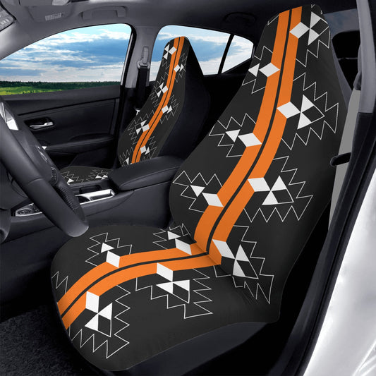 Native Woven Stories in Orange Auto Seat Covers
