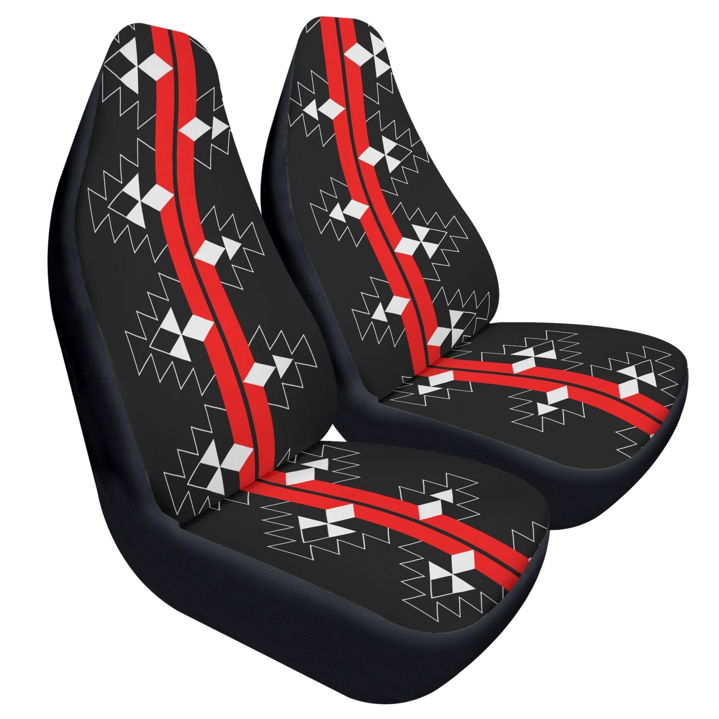 Native Woven Stories in Red Auto Seat Covers
