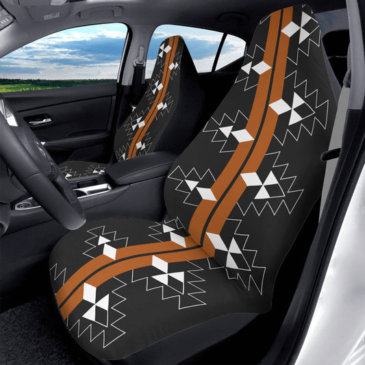 Native Woven Stories in Rust Auto Seat Covers