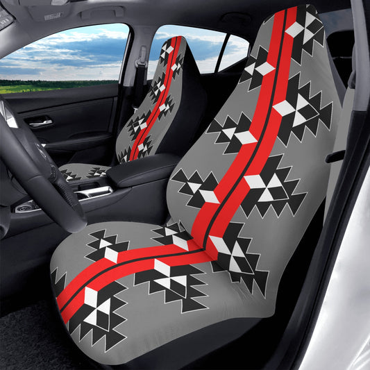 Native Woven Stories - Red/Gray - Auto Seat Covers