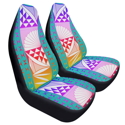 Rainbow Sunrise on Turquoise Auto Seat Covers