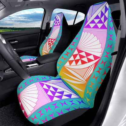 Rainbow Sunrise on Turquoise Auto Seat Covers