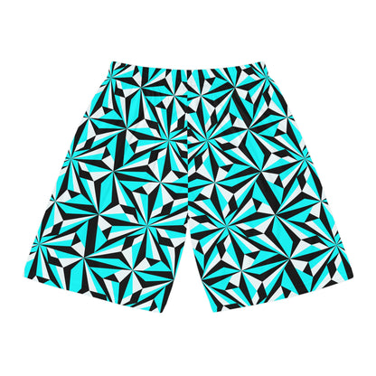 Desert Flowers in Turquoise Basketball Shorts