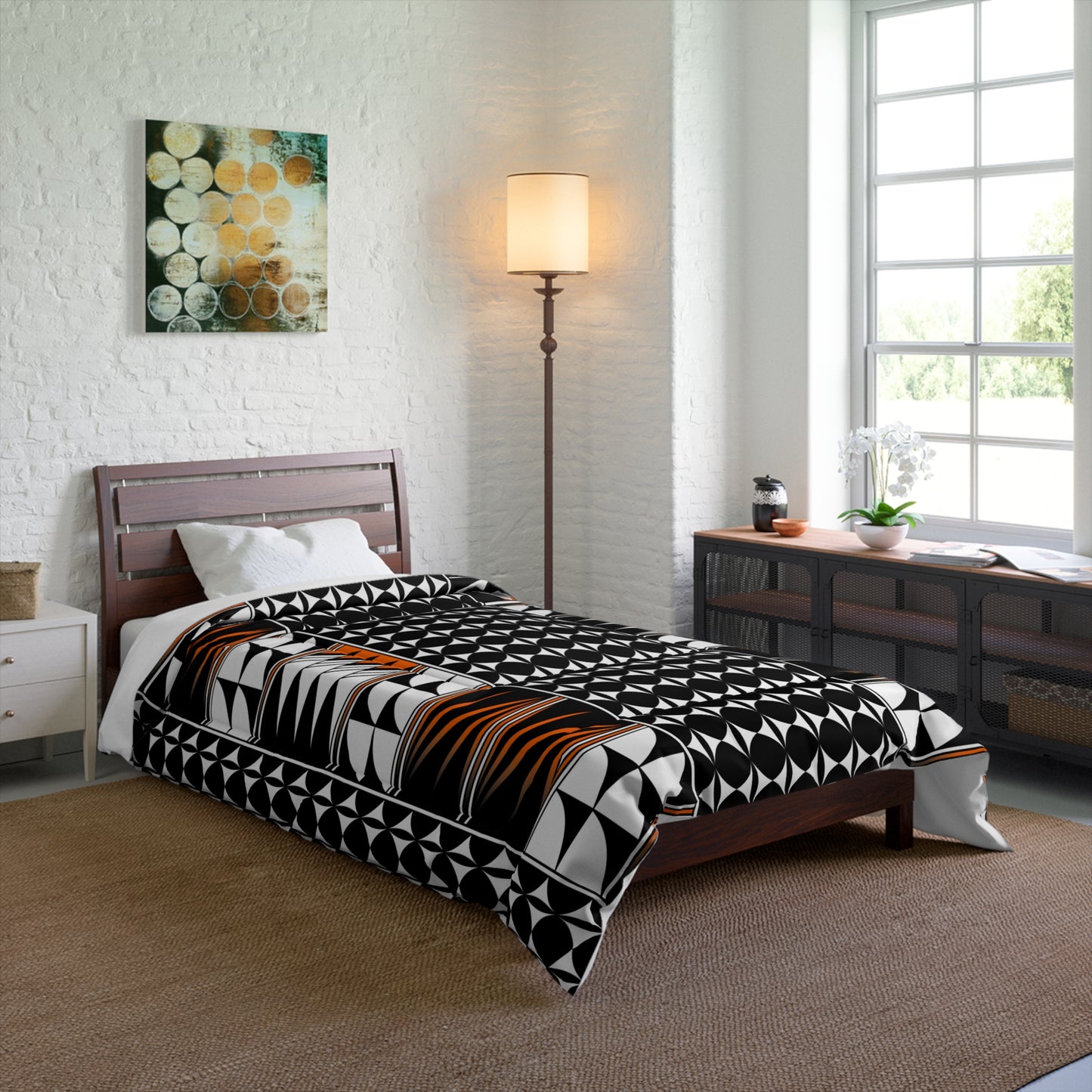 Southwest Feather Blessing in Orange Comforter