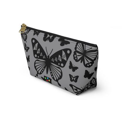 Black Butterflies on Gray Pouch w T-bottom