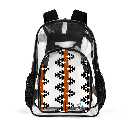 Native Woven Stories in Rust Transparent Backpack