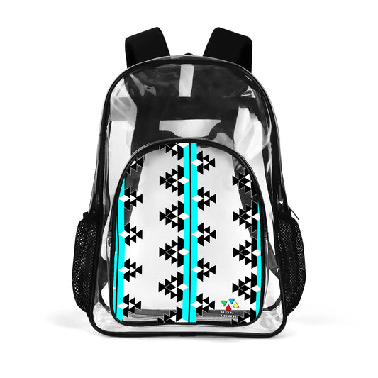 Native Woven Stories in Turquoise Transparent Backpack