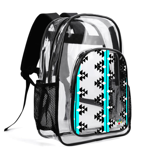 Native Woven Stories in Turquoise Transparent Backpack