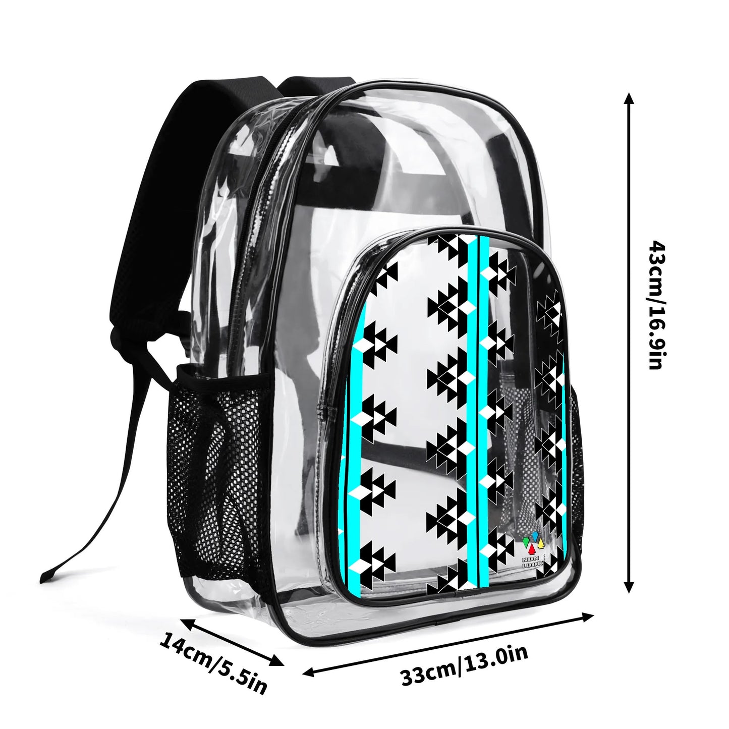 Native Woven Stories in Turquoise Transparent Backpack