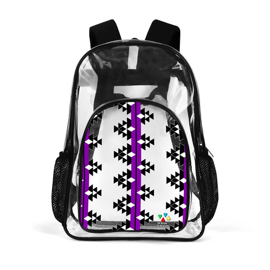 Native Woven Stories in Purple Transparent Backpack