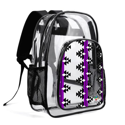 Native Woven Stories in Purple Transparent Backpack