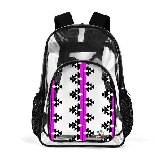 Native Woven Stories in Pink Transparent Backpack