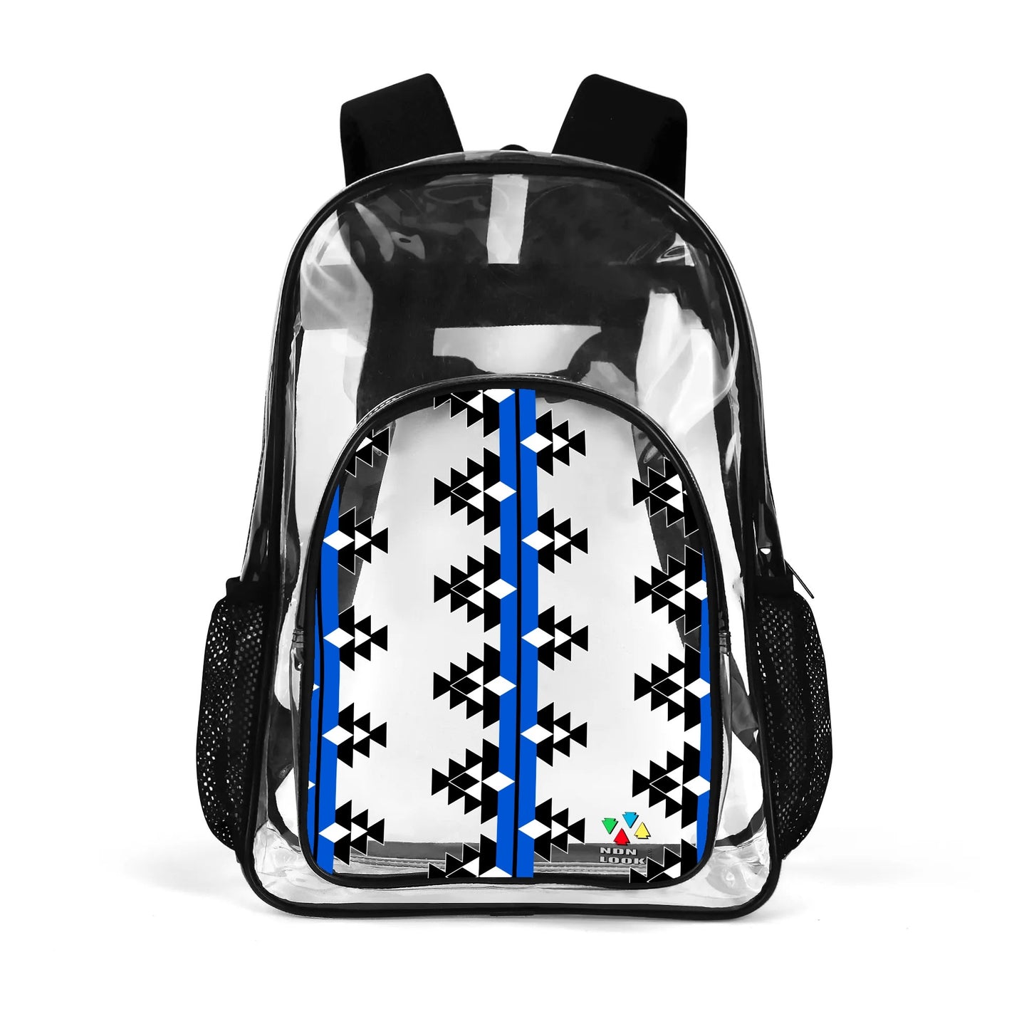 Native Woven Stories in Blue Transparent Backpack