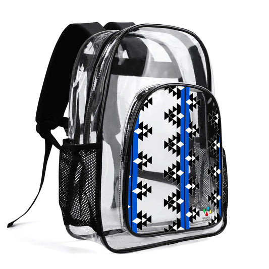Native Woven Stories in Blue Transparent Backpack