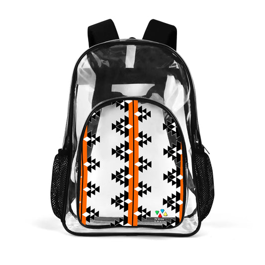 Native Woven Stories in Orange Transparent Backpack
