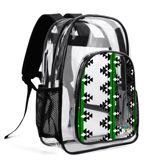 Native Woven Stories in Green Transparent Backpack