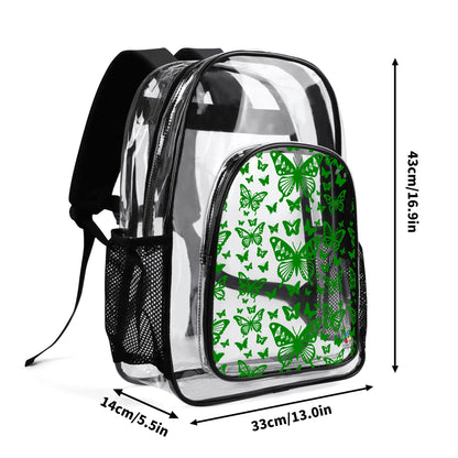 Butterfly Dance in Green Transparent Backpack