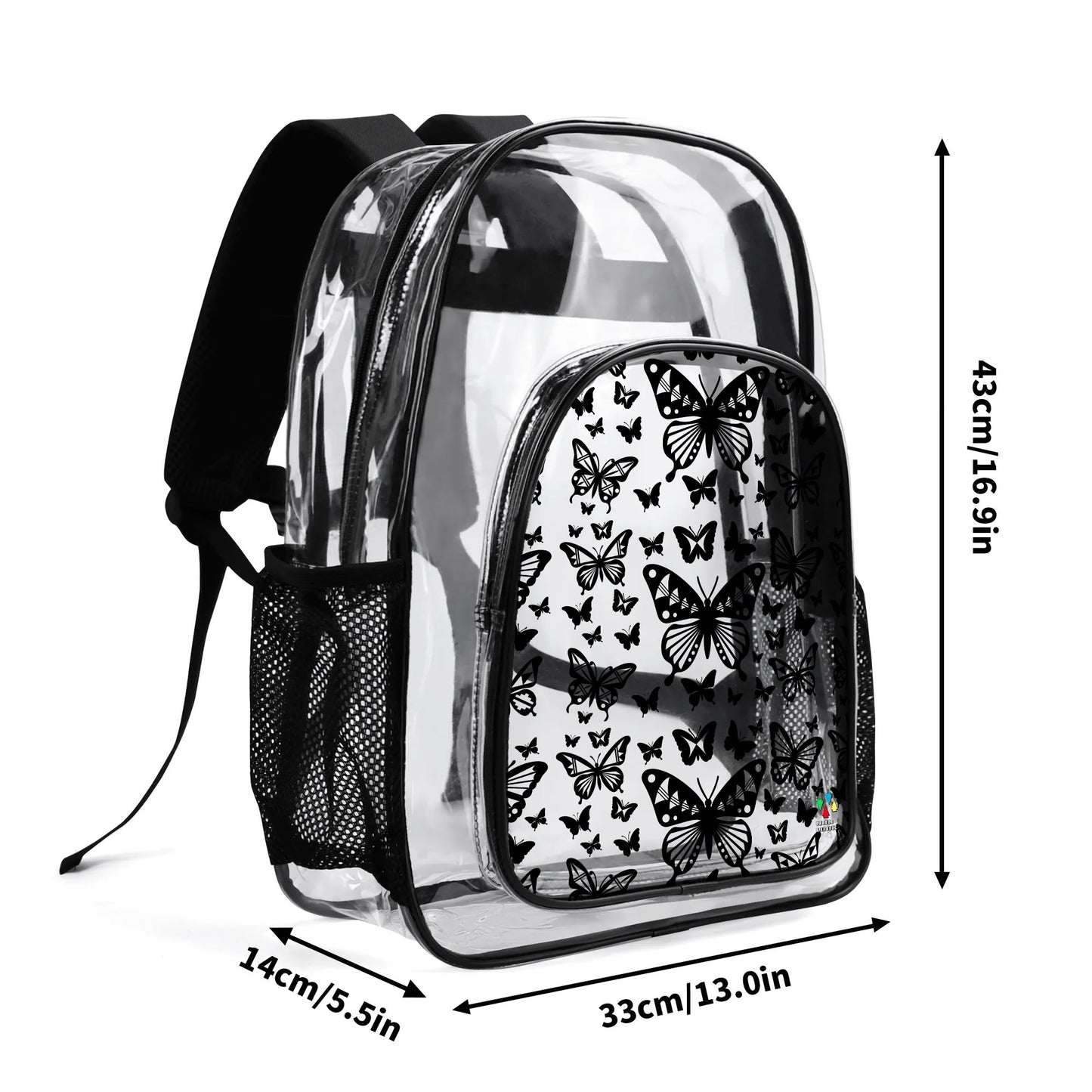 Butterfly Dance in Black Transparent Backpack