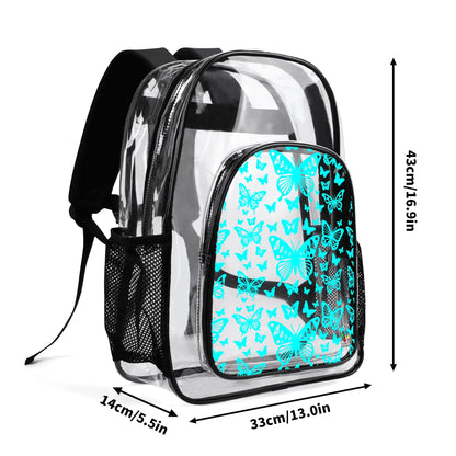 Butterfly Dance in Turquoise Transparent Backpack