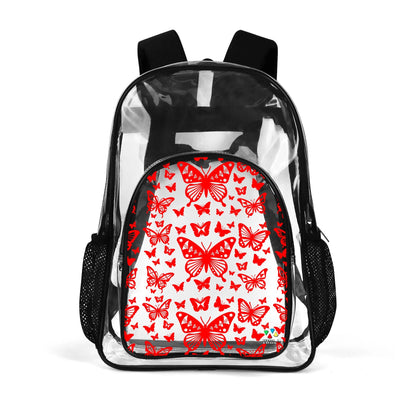 Butterfly Dance in Red Transparent Backpack